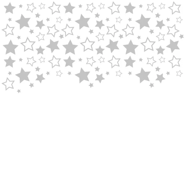 Frame with blank space for text. Border of silver stars. white background. Vector for Christmas and New Year greeting card, banner, invitation, packaging design, illustration pattern