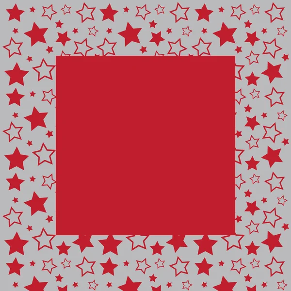 Frame Blank Space Text Border Red Stars Gray Background Vector — Stock Vector