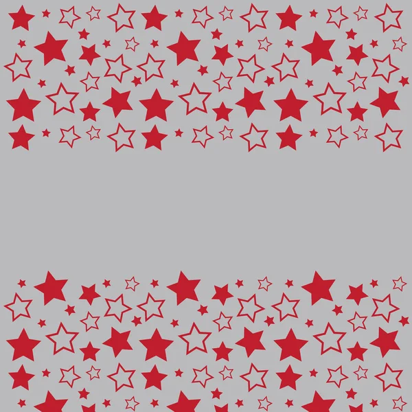 Frame with blank space for text. Border of red stars. gray background. Vector for Christmas and New Year greeting card, banner, invitation, packaging design, illustration pattern