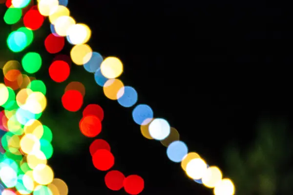 Bokeh Navidad Colorido Brillante Aislado Sobre Fondo Negro Textura Ligera — Foto de Stock