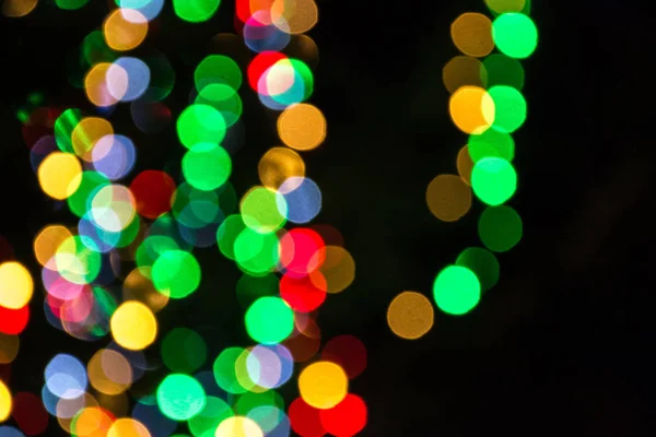 Bokeh Navidad Colorido Brillante Aislado Sobre Fondo Negro Textura Ligera — Foto de Stock