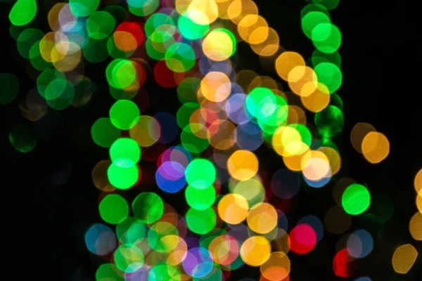 Bokeh Navidad Colorido Brillante Aislado Sobre Fondo Negro Textura Ligera — Foto de Stock