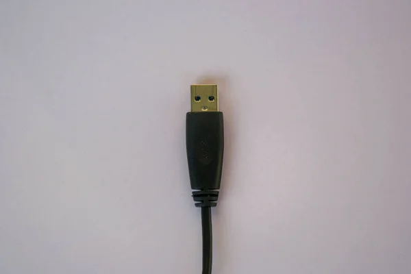 Close Usb Isolated Pale Purple Background Details Office Concept — 스톡 사진