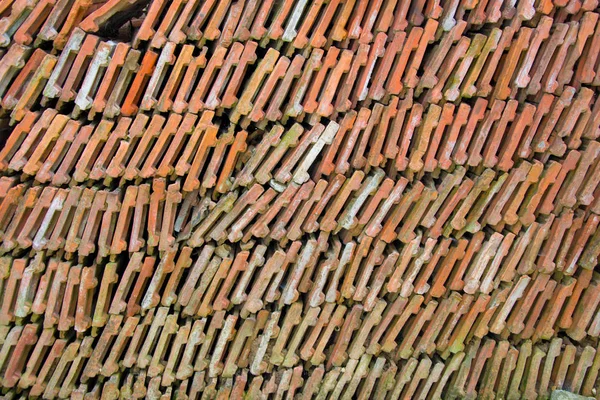 Pilha Telhas Tijolos Dispostos Quadro Completo — Fotografia de Stock