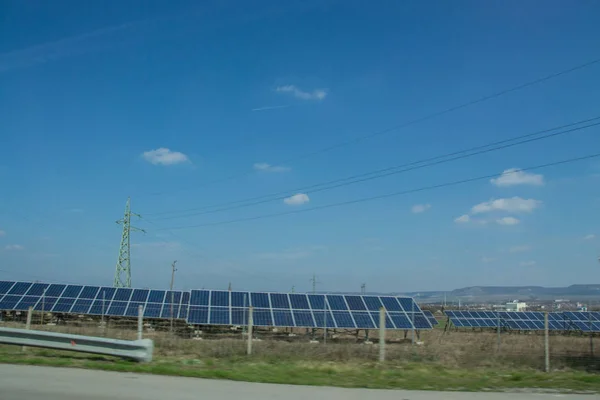 Ecological solar power plant that use renewable energy from the Sun, cells or photovoltaic in power station