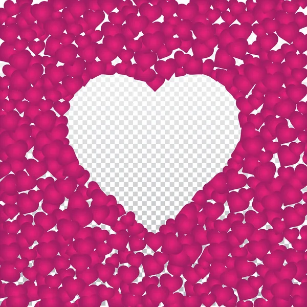 Hearts valentine background on transparent vector. Heart shapes Women's Day pattern with space for text or image