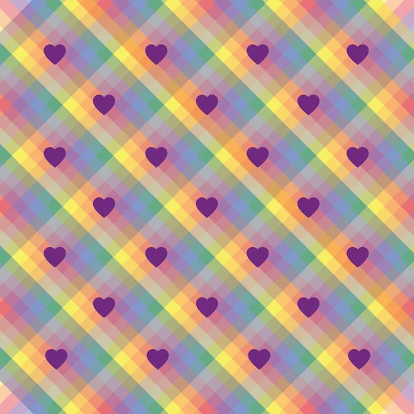 Lgbtの旗の動き バレンタインのイラスト グリーティングカードの色の心を持つシームレスな虹のストライプの誇りの壁紙 — ストック写真