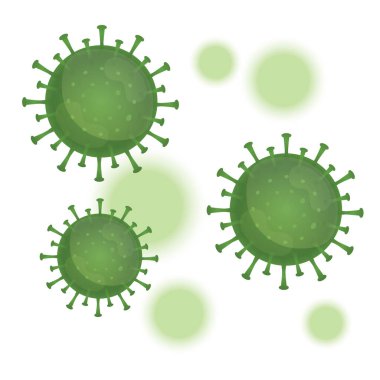 Corona virüsünün koronosilasyon grafik vektörü, Wuhan 'daki enfeksiyon. Yeşil virüs, beyaz zemin, salgın, covid-19 salgını