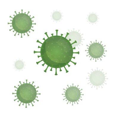 Corona virüsünün koronosilasyon grafik vektörü, Wuhan 'daki enfeksiyon. Yeşil virüs, beyaz zemin, salgın, covid-19 salgını