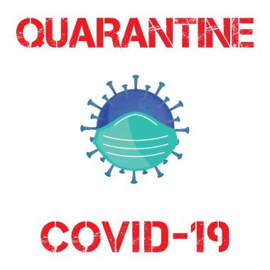 Illustration graphic vector of Corona virus, infection in Wuhan. Blue virus with protective mask, white background, epidemic, covid-19 pandemic clipart