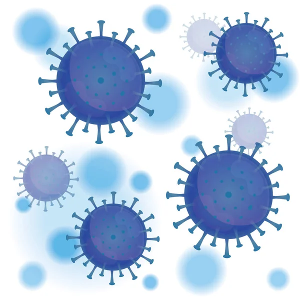 Vektor Grafik Ilustrasi Dari Virus Corona Infeksi Wuhan Virus Biru - Stok Vektor