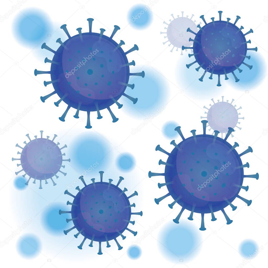 Illustration graphic vector of Corona virus, infection in Wuhan. blue virus, white background, epidemic, covid-19 pandemic