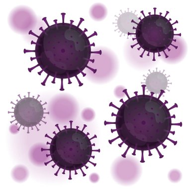 Corona virüsünün grafik vektörü, Wuhan 'daki enfeksiyon. mor virüs, beyaz arkaplan, salgın, covid-19 salgını