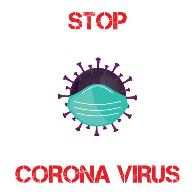 Corona virüsünün grafik vektörü, Wuhan 'daki enfeksiyon. koruyucu maskeli mor virüs, beyaz arka plan, salgın, covid-19 salgını
