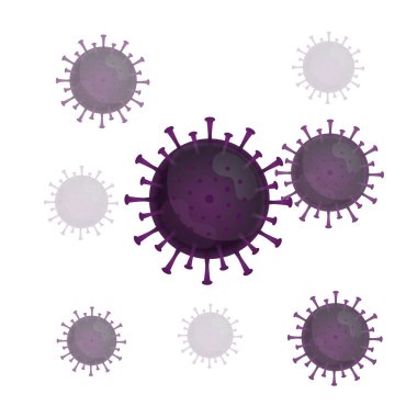 Corona virüsünün grafik vektörü, Wuhan 'daki enfeksiyon. mor virüs, beyaz arkaplan, salgın, covid-19 salgını