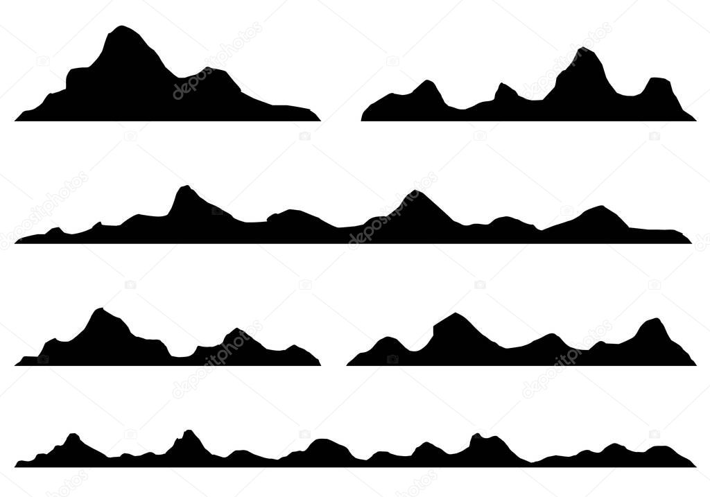 Set mountains silhouettes