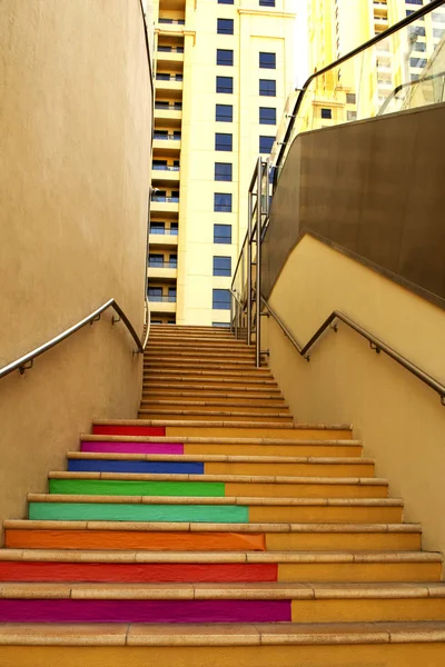 Colorful stairway in JBR.  Concrete colorful stairs.