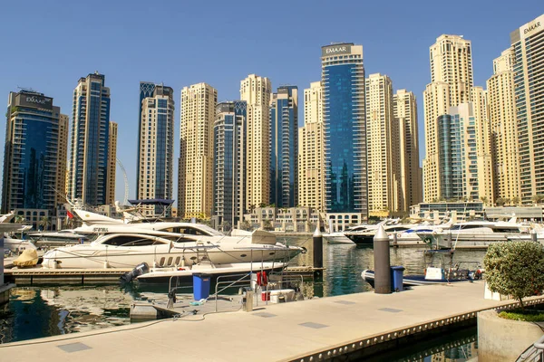 Dubai Uae November 2019 Dubai Marina District Beautiful Buildings Yachts — Stock Photo, Image