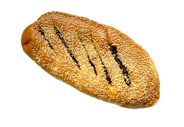 Arook Pâine Fructe Datate Semințe Susan Izolate Fundal Alb Vedere — Fotografie, imagine de stoc