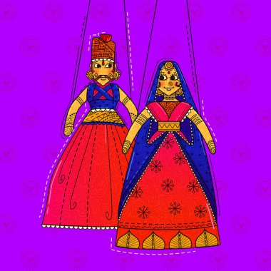 Rajasthani kuklası sanat tarzının vektör tasarımı.