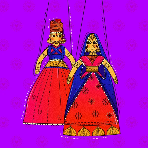 Conception Vectorielle Desi Indien Art Style Rajasthani Marionnette — Photo