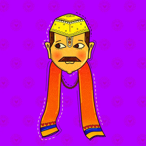 Illustration Desi Indian Art Style Maharashtrian Man — ストック写真