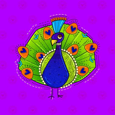 Desili (Hintçe) sanat tarzı tavus kuşunun gösterimi.