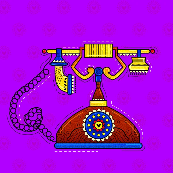 Illustration Desi Indian Art Style Vintage Landline Telephone — Stock Photo, Image