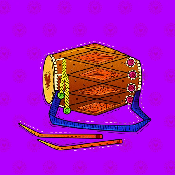 Illustration Desi Indian Art Style Double Headed Drum — 스톡 사진
