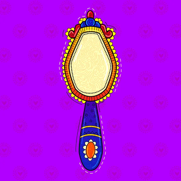 Illustration Desi Indian Art Style Hand Mirror — Stock Photo, Image