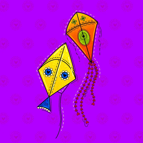 Illustration Desi Indian Art Style Kites 스톡 사진