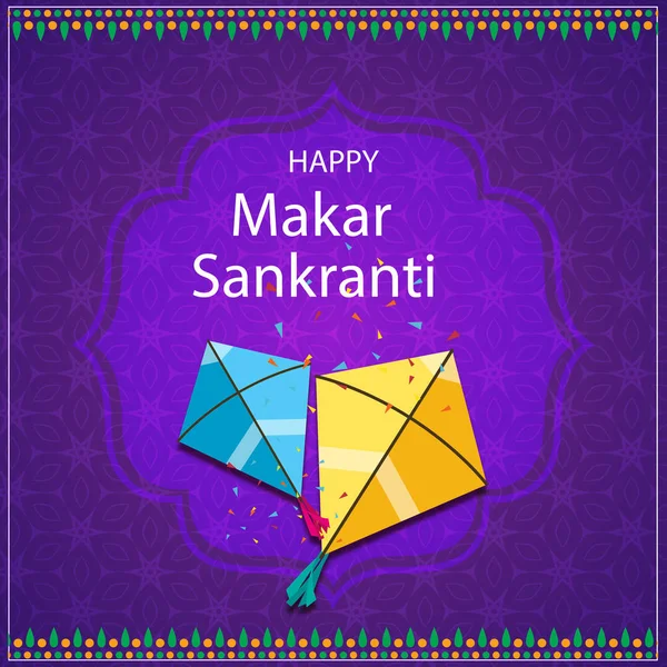 Иллюстрация Обоев Happy Makar Sankranti Красочной Струной Воздушного Змея Фестиваля — стоковое фото