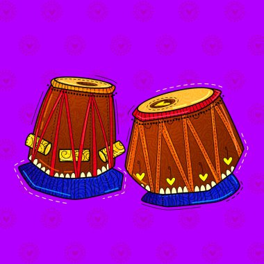Sanat stili müzik enstrümanı tablosunun çizimi.