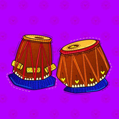 illustration of desi (indian) art style musical instrument tabla. clipart