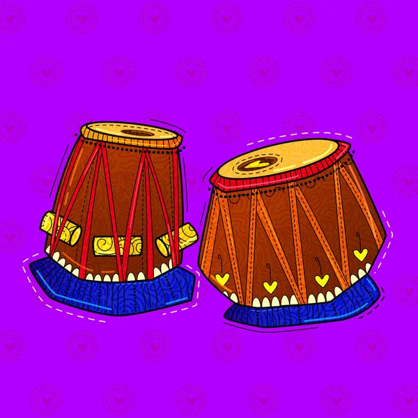 illustration of desi (indian) art style musical instrument tabla.