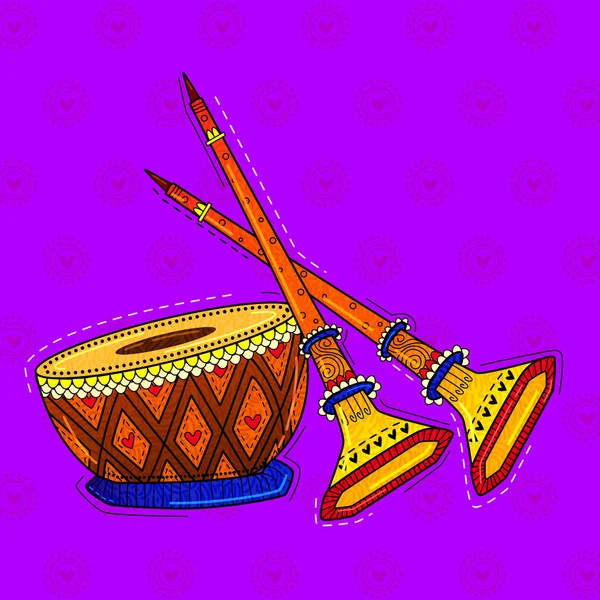 Illustration Desi Indian Art Style Shehnai Indian Musical Instrument 스톡 사진