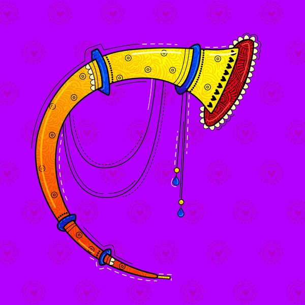 illustration of desi (indian) art style tutari indian musical instrument.