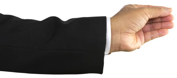 Empresário mão para segurar algo isolado no fundo branco — Fotografia de Stock
