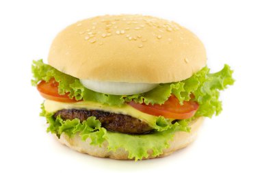 Beyaz arka plan üzerinde izole hamburger.