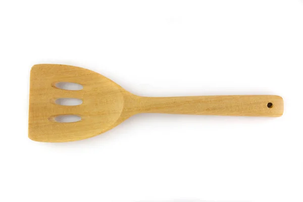 Spatule Bois Isolée Sur Fond Blanc — Photo