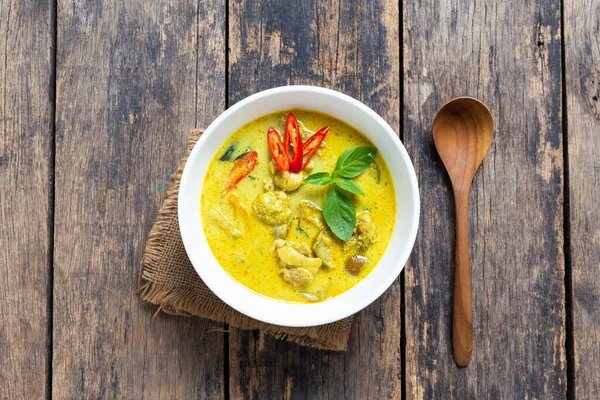 Top View Thailändsk Mat Grön Currykyckling — Stockfoto