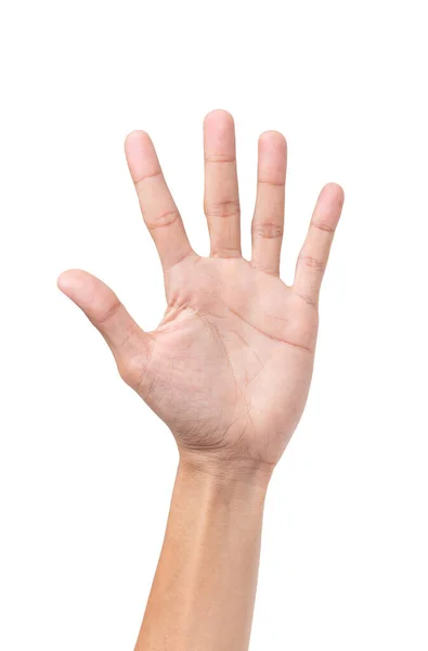 Man Hand Isolerad Vit Bakgrund Med Klippning Väg — Stockfoto