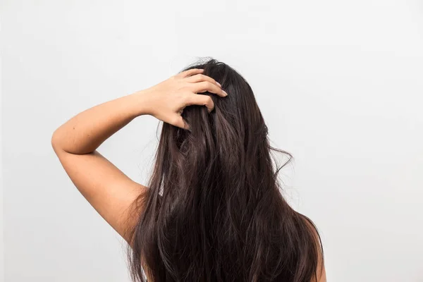 Mujeres Con Picor Cuero Cabelludo Picazón Pelo —  Fotos de Stock