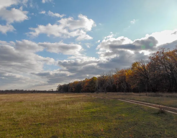 Podzimní Krajina Pozadí Silnice Charkov Regionu Ukrajina — Stock fotografie