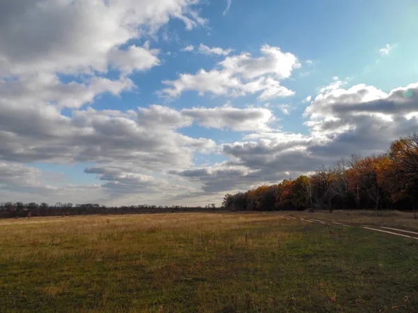 Autumn Landscape Background Road Kharkiv Region Ukraine — Stock Photo, Image