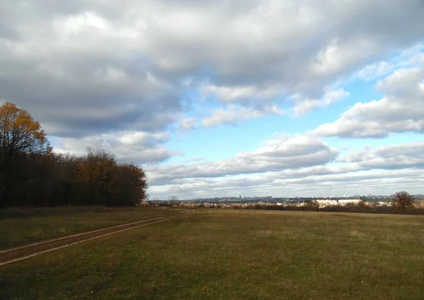 Autumn Landscape Background Road Kharkiv Region Ukraine — Stock Photo, Image