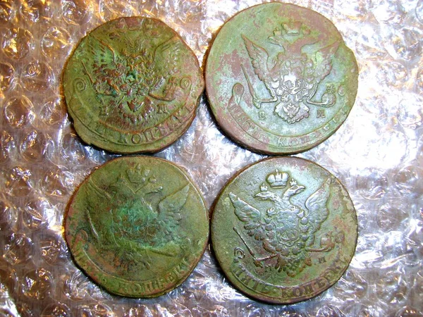 antique copper coins of Tsarist Russia 18th century
