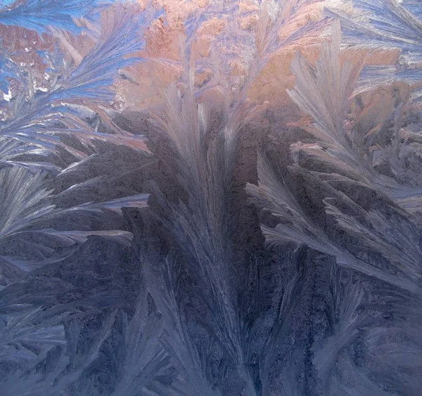 Морозні Візерунки Вікні Зимові Морози — стокове фото