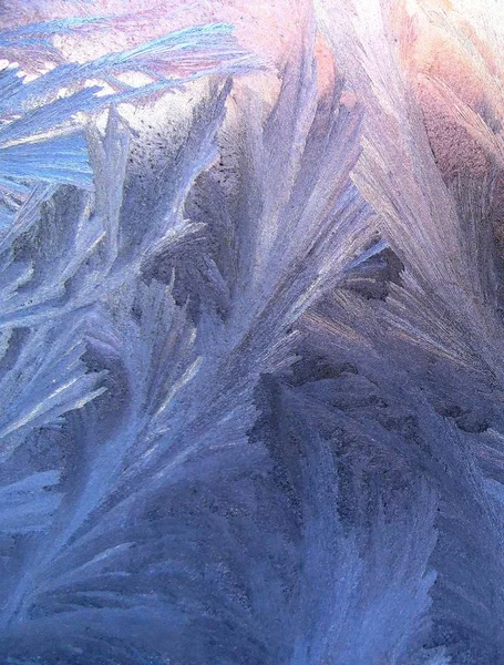 Mrazivé Vzory Oknech Zimních Mrazech — Stock fotografie