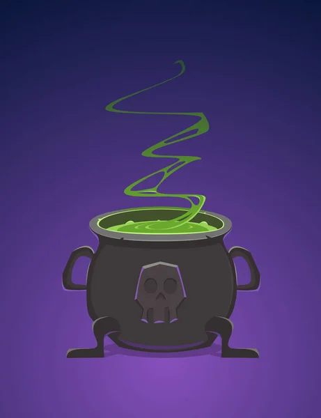 Cartoon Illustration Witch Cauldron Filled Poison — Stock Vector